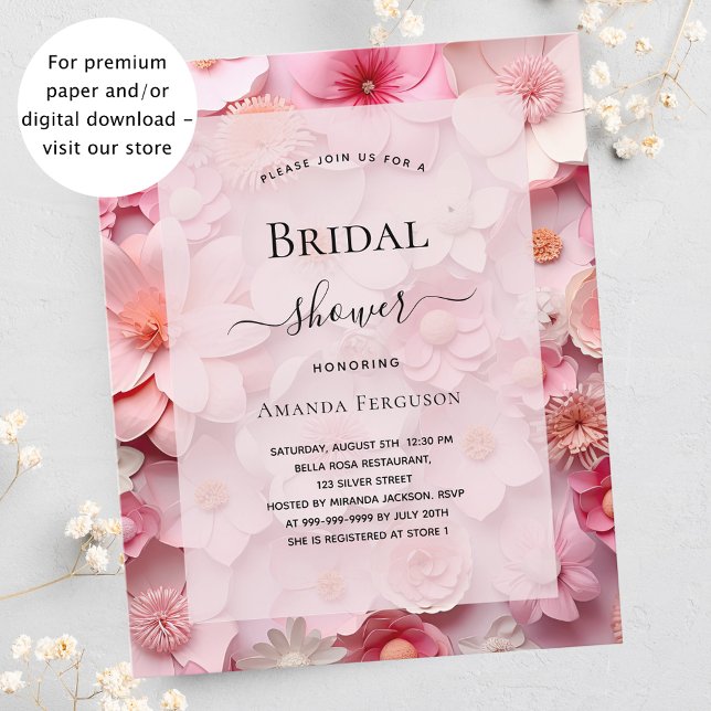 Bridal Shower blush pink flowers budget invitation Flyer (Creator Uploaded)