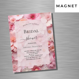 Bridal Shower blush pink flowers luxury Magnetic Invitation
