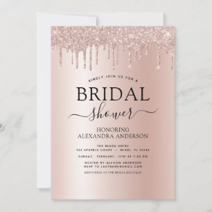 Bridal Shower Blush Pink Glitter Rose Gold Invitation