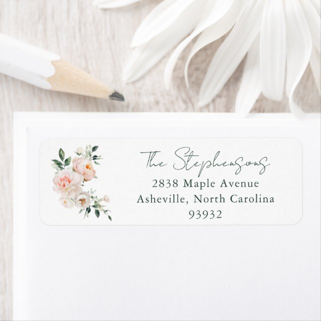Bridal Shower Blush Pink Peony Return Address Label (Insitu)