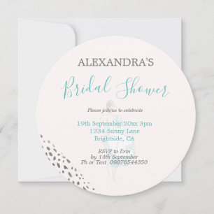 Bridal Shower Blush Pink White Simple Round Announcement