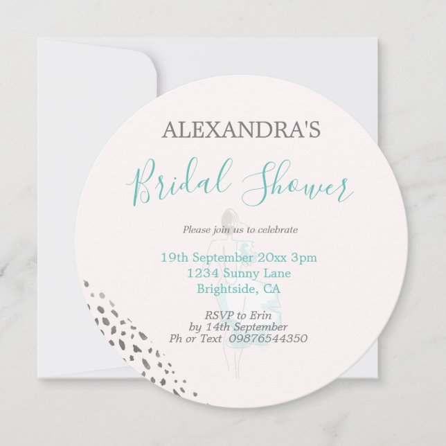 Bridal Shower Blush Pink White Simple Round Announcement (Front)