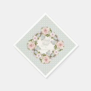 Bridal Shower Blush Roses Succulent Party Decor Napkin