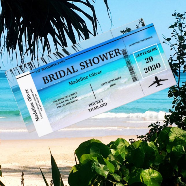 Bridal Shower Boarding Pass Destination Tropical   (Creator Uploaded)