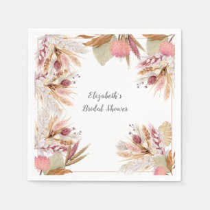  Bridal Shower BOHO Terracotta Pampas Grass Wheat  Napkin