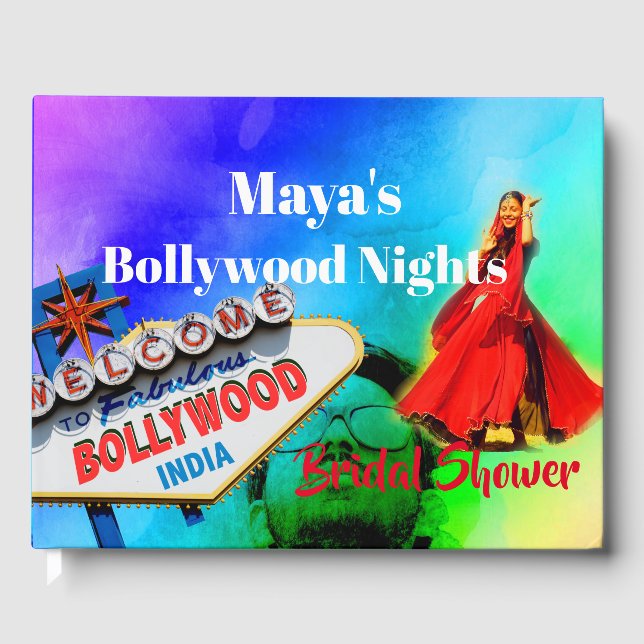 Bridal Shower Bollywood Indian Colourful Modern Guest Book (Front)