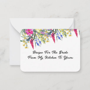 bridal shower Botanical floral recipe card