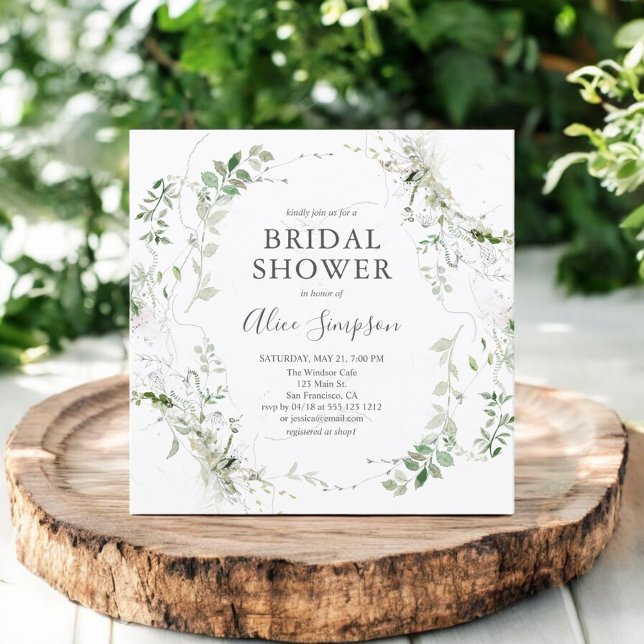 Bridal Shower Botanical Greenery Modern Invitation (Creator Uploaded)