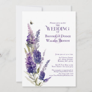 Bridal Shower Botanical Lavender Floral Purple Invitation