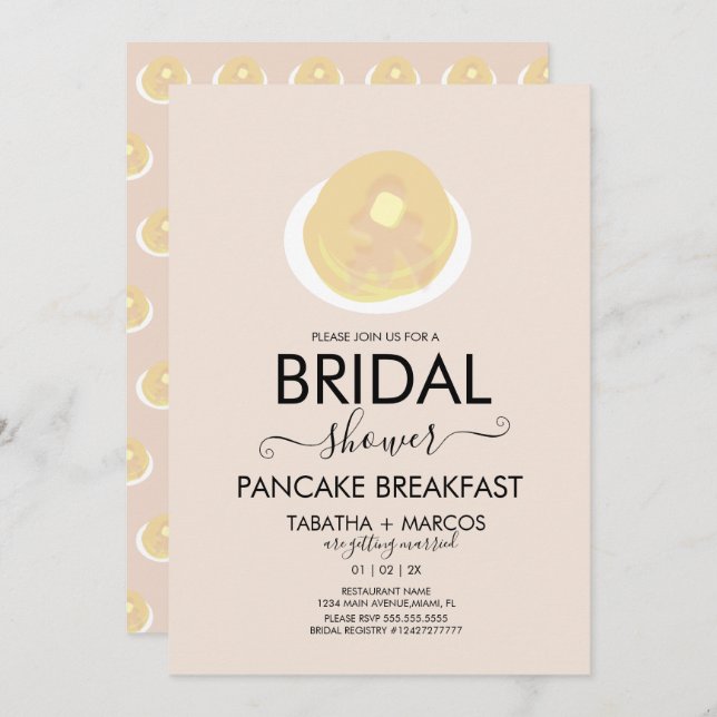 Bridal Shower Breakfast Pancakes Brunch Invitation (Front/Back)