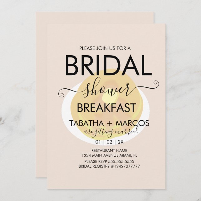 Bridal Shower Breakfast Pancakes Brunch Invitation (Front/Back)