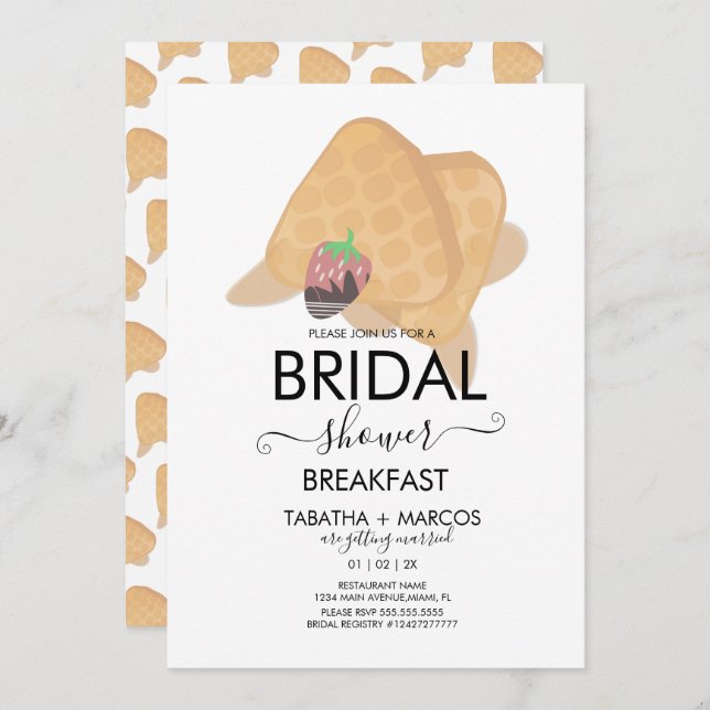 Bridal Shower Breakfast Waffles Brunch Invitation (Front/Back)