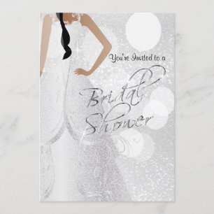 Bridal Shower Bride a in White Glitter Invitation
