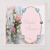 Bridal Shower Bride & Groom, Doves & Glass Floral