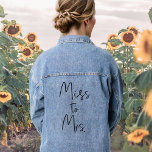 Bridal Shower Bride Miss to Mrs. Denim Jacket<br><div class="desc">Miss to Mrs. bride's denim jacket. Bridal shower apparel with a modern and minimal style. Personalise it by clicking the button to edit the design.</div>