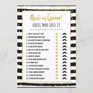 Bridal Shower Bride or Groom Game | Gold Confetti Invitation