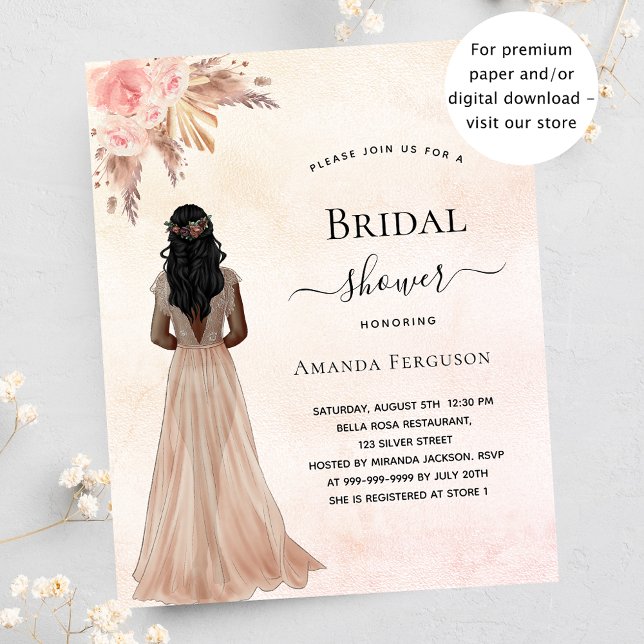 Bridal shower bride rose pampas invitation (Creator Uploaded)