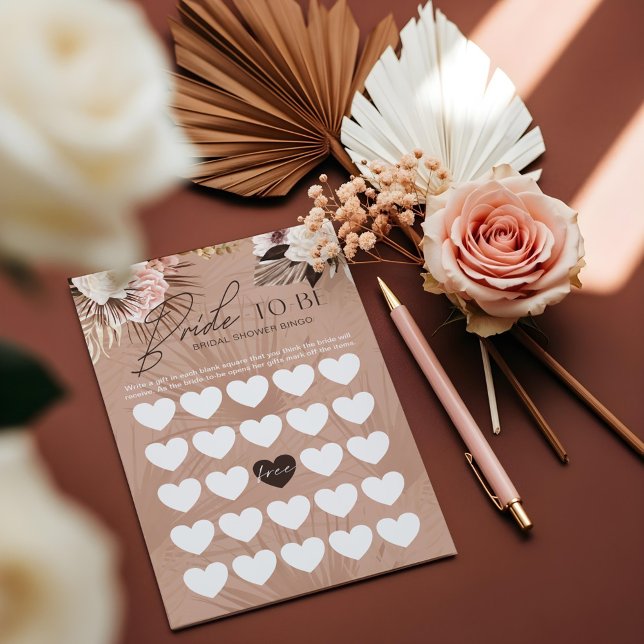 Bridal Shower Bride-To-Be Bingo Chic Boho Florals (Bridal Shower Bride-To-Be Bingo Chic Boho Florals)