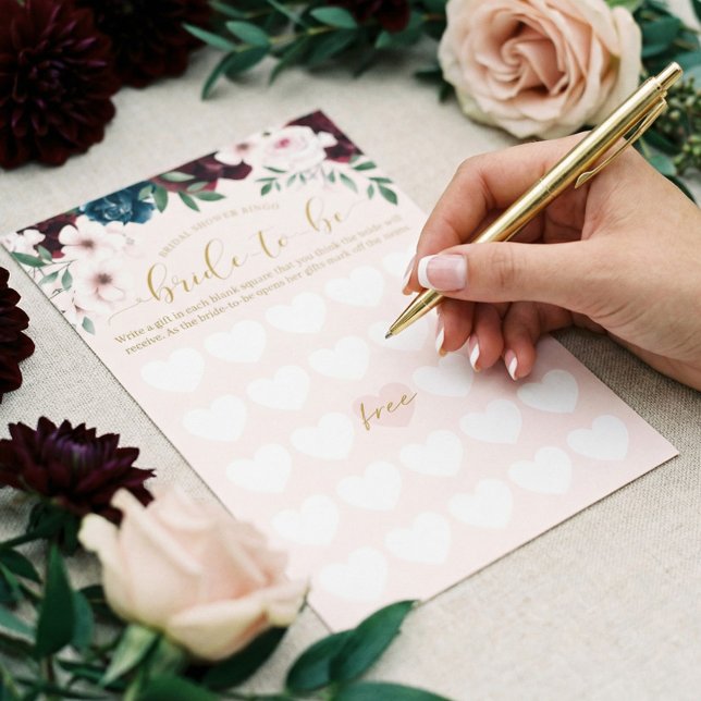 Bridal Shower Bride-To-Be Bingo Watercolor Florals (Bridal Shower Bride-To-Be Bingo Watercolor Florals)