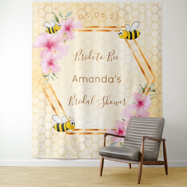 Bridal Shower bride to bee bumble bees honeycomb Tapestry (In Situ)