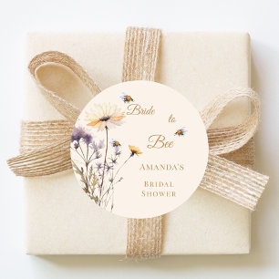 Bridal Shower Bride to Bee Wildflower Ivory Classic Round Sticker
