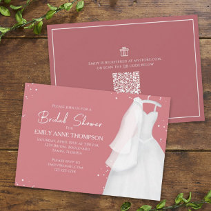 Bridal Shower Bride Wedding Vintage Gown QR Code Invitation