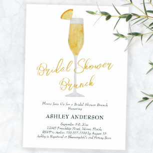 Bridal Shower Brunch Mimosa Cocktail Gold Invitation