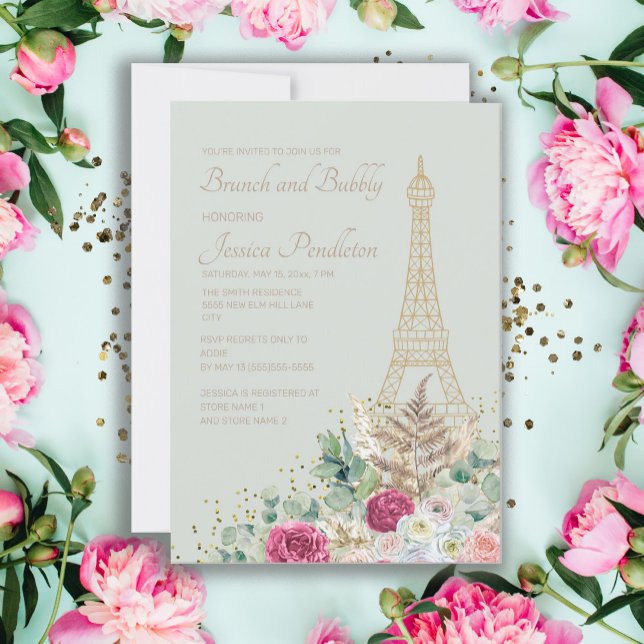 Bridal Shower Brunch Paris French Eiffel Tower  Invitation (Creator Uploaded)