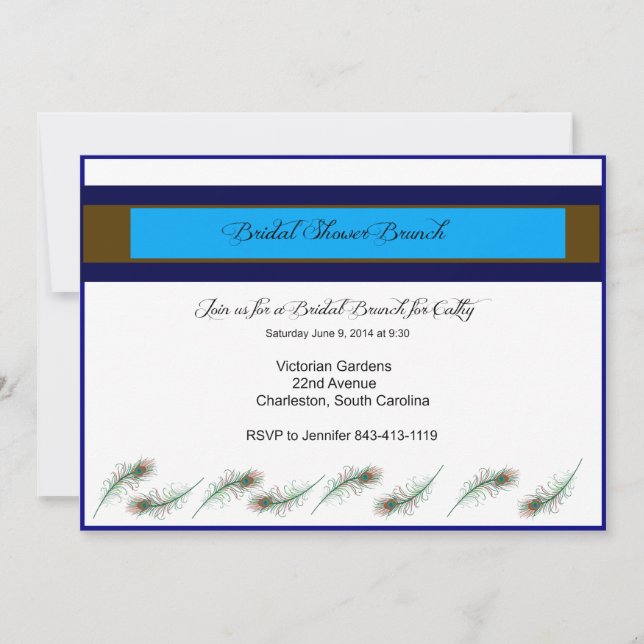 Bridal Shower Brunch Peacock Invitation (Front)
