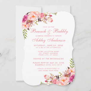Bridal Shower Brunch Pink Floral Invitation