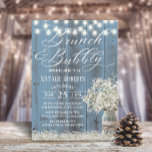 Bridal Shower Brunch Rustic Floral Jar Dusty Blue Invitation<br><div class="desc">Brunch & Bubbly Rustic Baby's Breath Floral Mason Jar Dusty Blue Barn Wood Bridal Shower Invitations.</div>