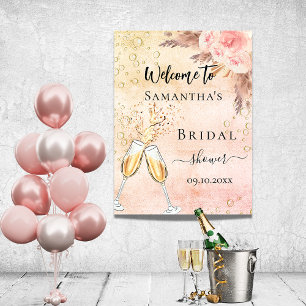 Bridal Shower bubbly brunch rose florals welcome Poster
