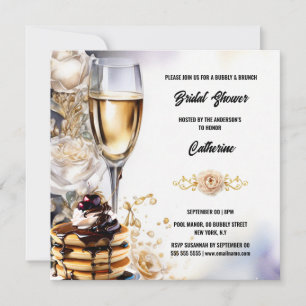 Bridal shower bubbly brunch rose flowers elegant  holiday card