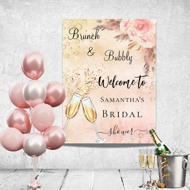 Bridal Shower bubbly brunch rose flowers welcome Poster (Creator Uploaded)