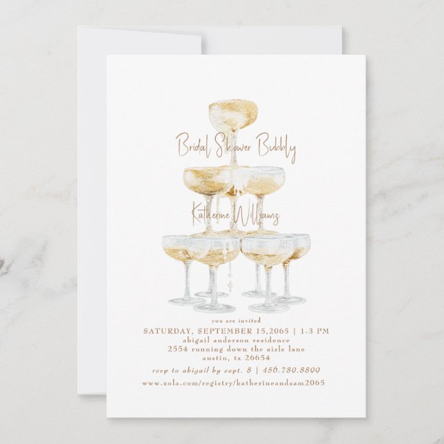 Bridal Shower Bubbly Champagne  Invitation (Front)