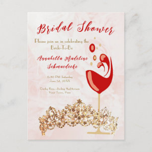 Bridal Shower Budget Blush Wine Gold Invitation Postcard