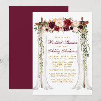 Bridal Shower Burgundy Floral Canopy Gold