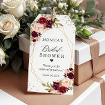 Bridal Shower Burgundy Red Floral Gold Frame Gift Tags<br><div class="desc">Customise this "Burgundy Red Floral Gold Frame Bridal Shower Thank You Gift Tag" to add a special touch. It's a perfect addition to match your colours and styles. (1) For further customisation, please click the "customise further" link and use our design tool to modify this template. (2) If you need...</div>