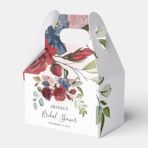 Bridal Shower Burgundy Rustic Floral Custom Favour Box
