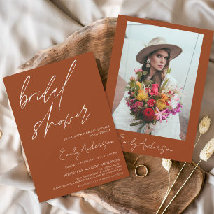 Bridal Shower Burnt Orange Terracotta Coriander Invitation