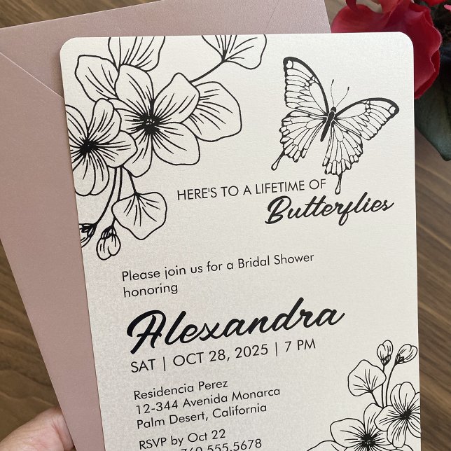 Bridal Shower Butterfly Invitation, Pearl Shimmer Invitation (Creator Uploaded)