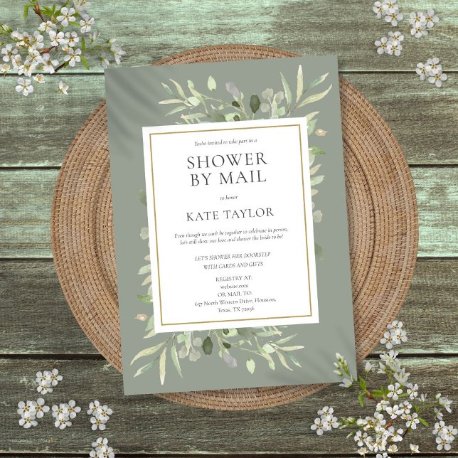 Bridal Shower By Mail Long Distance Sage Green Invitation (Bridal Shower By Mail Long Distance Sage Green Invitation)