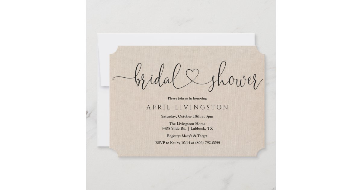 Bridal Shower Calligraphy Invitation Zazzle
