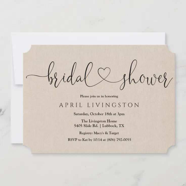 Bridal Shower Calligraphy Invitation Zazzle