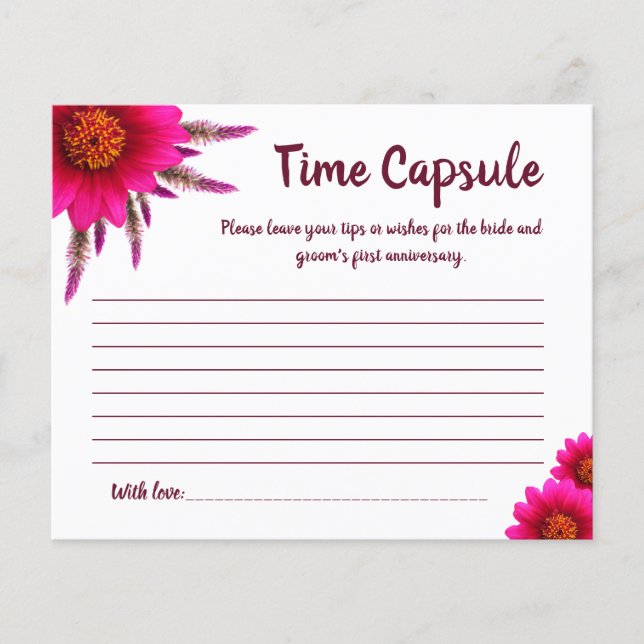 Bridal Shower card Time Capsule Advice for Couple  (Front)