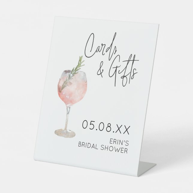 Bridal Shower Cards & Gifts Poster Wine Theme Pedestal Sign (Front)