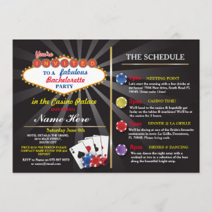 Bridal Shower Casino Vegas Itinerary Bachelorette Invitation