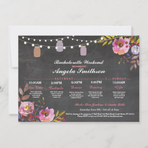 Bridal Shower Chalk Coral Itinerary Bachelorette