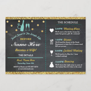 Bridal Shower Chalk Itinerary Bachelorette Gold Program