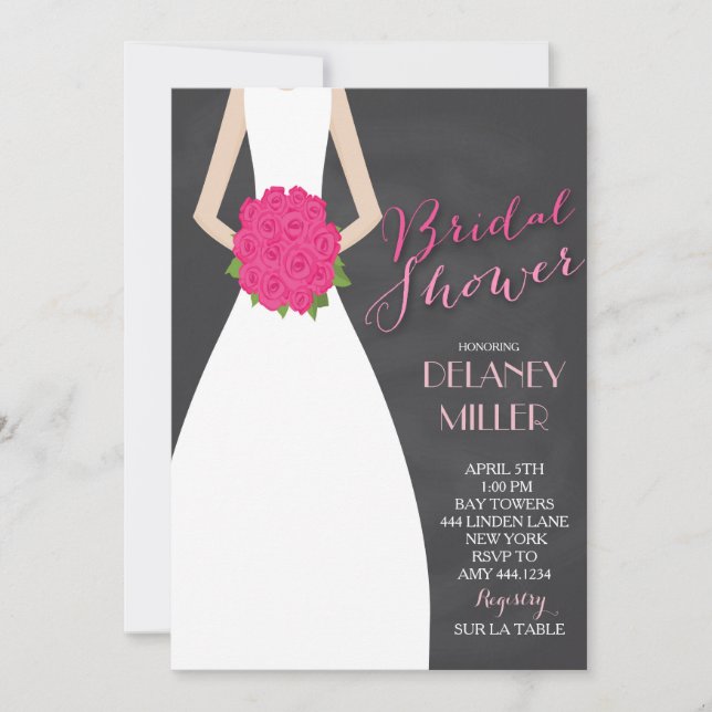 Bridal Shower Chalkboard Bride Invitations (Front)